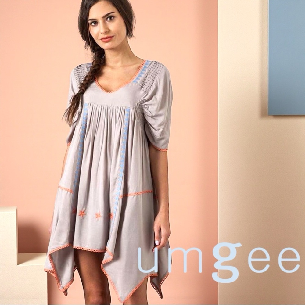 UMGEE Boho High Low Dream Dress - Embroidered Goddess Vibes Sz L - Picture 8 of 8